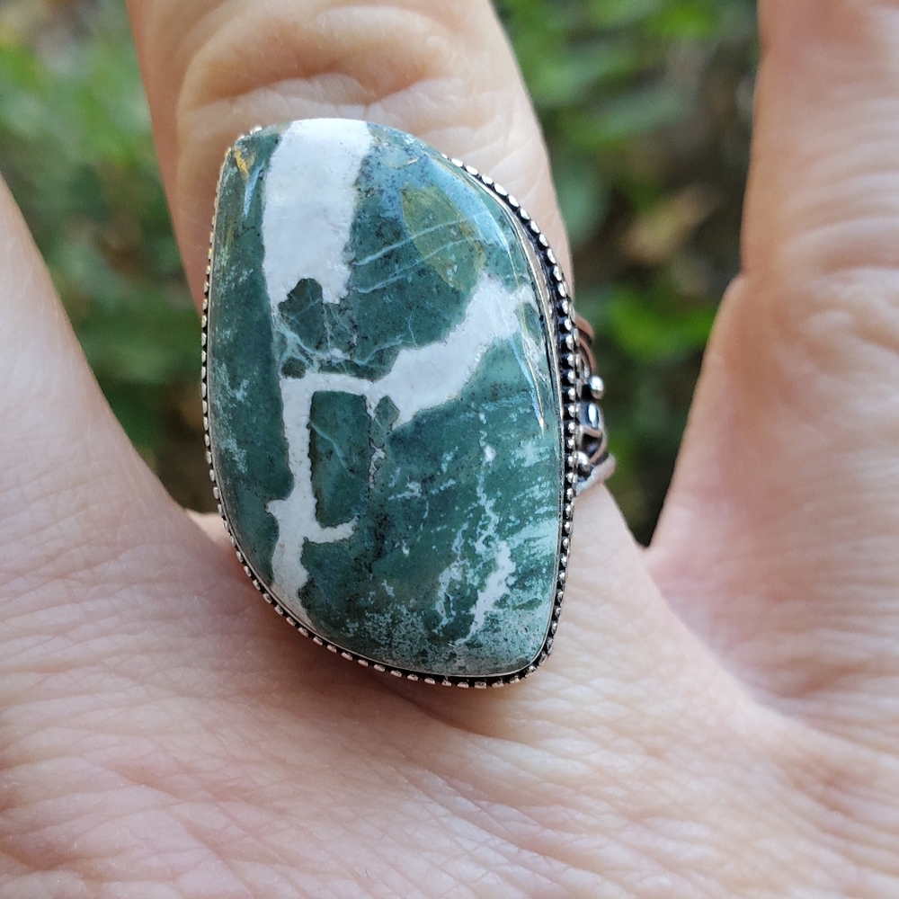 New Imperial Jasper 925 Silver Ring.